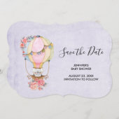 かわいい熱気球の水の色ベビーシャワー セーブザデート (正面/裏面)