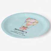 かわいい熱気球の水の色ベビーシャワー ペーパープレート (アングル)