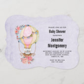 かわいい熱気球の水の色ベビーシャワー 招待状 (正面/裏面)