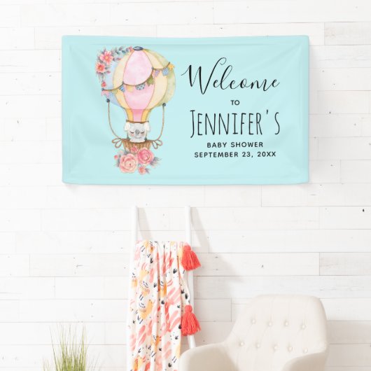 かわいい熱気球の水の色ベビーシャワー 横断幕 (インサイチュ)