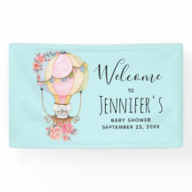 かわいい熱気球の水の色ベビーシャワー