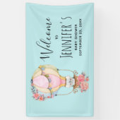 かわいい熱気球の水の色ベビーシャワー 横断幕 (縦)