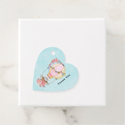 かわいい熱気球の水色ありがとう フェイバータグ (インサイチュ)