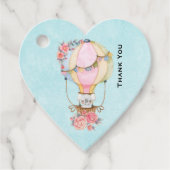 かわいい熱気球の水色ありがとう フェイバータグ (正面)