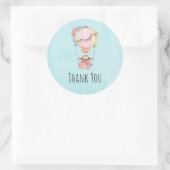 かわいい熱気球の水色ありがとう ラウンドシール (バッグ)