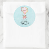 かわいい熱気球の水色ありがとう ラウンドシール (バッグ)