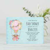 かわいい熱気球の水色ベビーシャワーInvita 招待状 (スタンド正面)