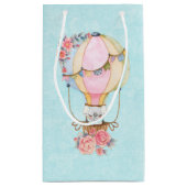 かわいい熱気球の水色 スモールペーパーバッグ (裏面)