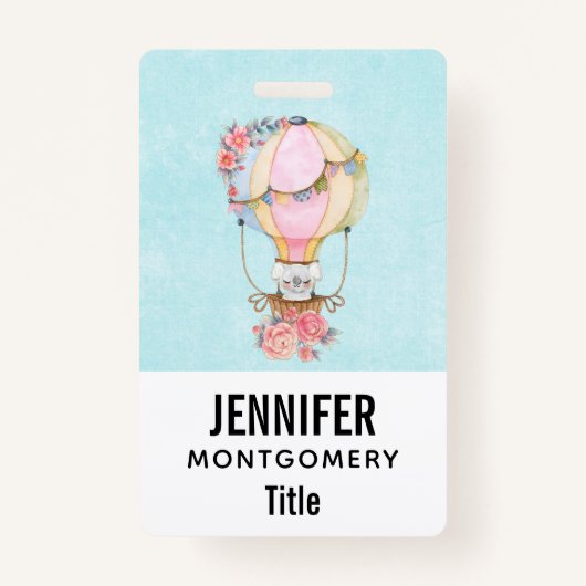 かわいい熱気球の水色 バッジ (裏面)