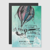 かわいい熱気球の磁石の招待 (正面/裏面)