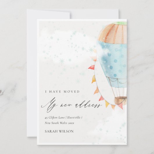 かわいい熱気球の雲スター私はカードを移動した サンキューカード (正面)