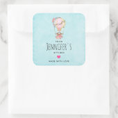 かわいい熱気球ウォーターカラーキッチン スクエアシール (バッグ)