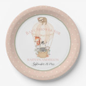 かわいい熱気球キリン・ゼブラありがとう ペーパープレート (正面)