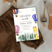 かわいい熱気球ジャングルキリン赤ちゃんシャワー 招待状