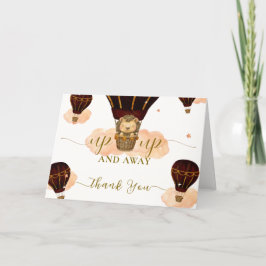 かわいい熱気球ジャングルライオンボーイ赤ちゃんシャワー サンキューカード