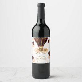 かわいい熱気球ジャングルライオンボーイ赤ちゃんシャワー ワインラベル