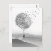 かわいい熱気球タンポポ吹ン種 ポストカード (正面/裏面)