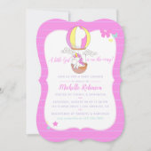 かわいい熱気球ユニコーン赤ちゃんガールシャワー 招待状 (正面)