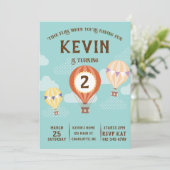 かわいい熱気球誕生日。 招待状 (スタンド正面)