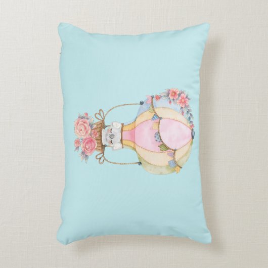かわいい熱気球（ベアウォーター色） アクセントクッション (正面(垂直))