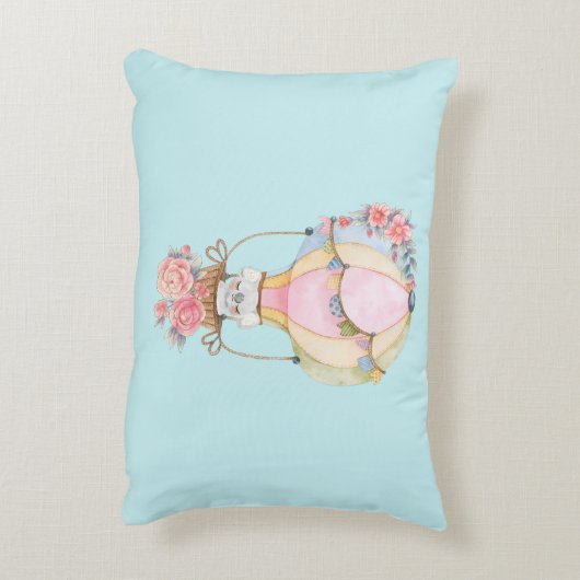 かわいい熱気球（ベアウォーター色） アクセントクッション (裏面(縦))