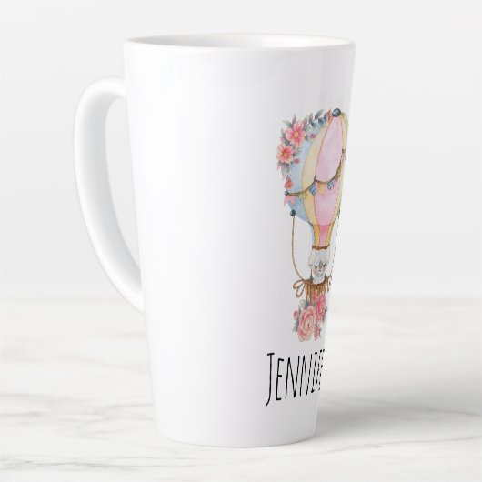 かわいい熱気球(ベアウォーター色) カフェラテマグ (左アングル)