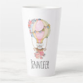 かわいい熱気球(ベアウォーター色) カフェラテマグ (正面)