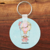 かわいい熱気球(ベアウォーター色) キーホルダー (正面)