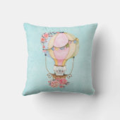 かわいい熱気球（ベアウォーター色） クッション (裏面)