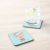 かわいい熱気球（ベアウォーター色） コースター (右側)