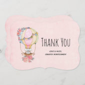 かわいい熱気球（ベアウォーター色） サンキューカード (正面/裏面)