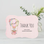 かわいい熱気球（ベアウォーター色） サンキューカード (スタンド正面)