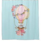 かわいい熱気球（ベアウォーター色） シャワーカーテン (正面)