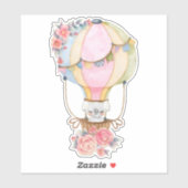 かわいい熱気球(ベアウォーター色) シール (シート)