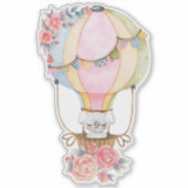 かわいい熱気球(ベアウォーター色) シール (正面)