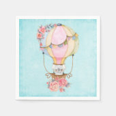 かわいい熱気球（ベアウォーター色） スタンダードカクテルナプキン (正面)