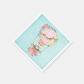 かわいい熱気球（ベアウォーター色） スタンダードカクテルナプキン (角)