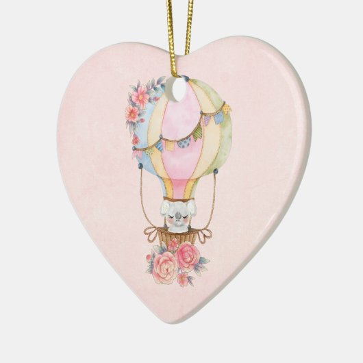 かわいい熱気球（ベアウォーター色） セラミックオーナメント (左)
