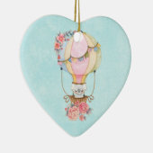 かわいい熱気球（ベアウォーター色） セラミックオーナメント (右)