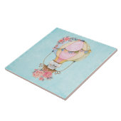 かわいい熱気球(ベアウォーター色) タイル (側面)