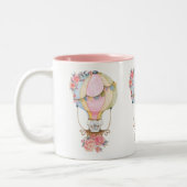 かわいい熱気球(ベアウォーター色) ツートーンマグカップ (左)