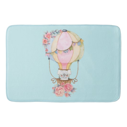 かわいい熱気球(ベアウォーター色) バスマット (正面)