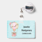 かわいい熱気球（ベアウォーター色） バッジ (裏面（伸縮クリップ）)