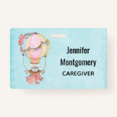 かわいい熱気球（ベアウォーター色） バッジ (裏面)