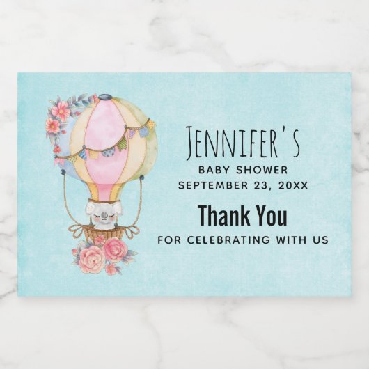 かわいい熱気球（ベアウォーター色） フードラベル (シングルラベル)