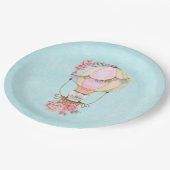 かわいい熱気球（ベアウォーター色） ペーパープレート (アングル)