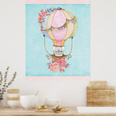 かわいい熱気球(ベアウォーター色) ポスター (キッチン)