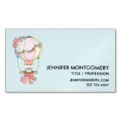 かわいい熱気球(ベアウォーター色) マグネット名刺 (正面)