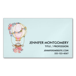 かわいい熱気球（ベアウォーター色） マグネット名刺