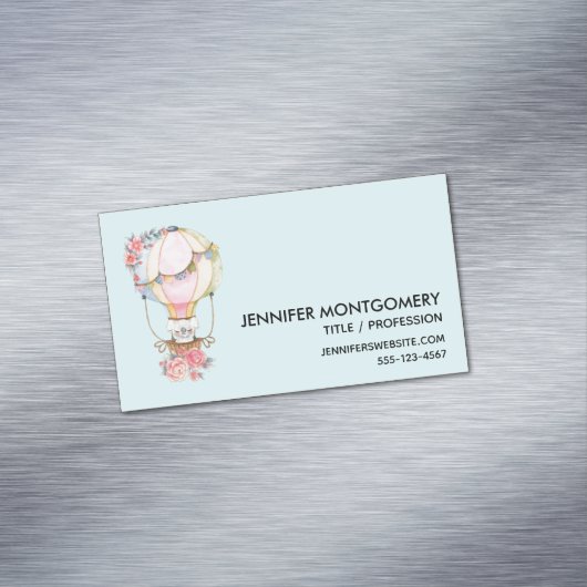 かわいい熱気球(ベアウォーター色) マグネット名刺 (インサイチュ)